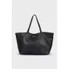 Black leather tote