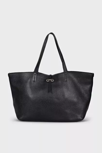 Black leather tote