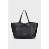 Black leather tote