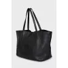 Black leather tote