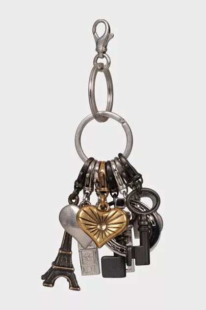 Silver keychain with pendants