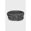 Caps with fringe in a striped pattern