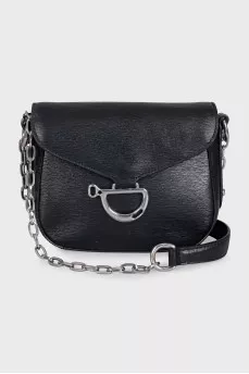 Textured leather bag with magnetic closure