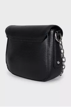 Textured leather bag with magnetic closure