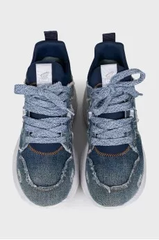 Lace-up denim sneakers