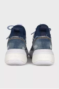 Lace-up denim sneakers