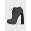 Textile ankle boots with a stable heel