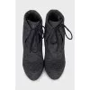 Textile ankle boots with a stable heel