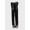 Black suede stiletto heeled over-the-knee boots