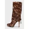 Heeled boots made of shaggy leather