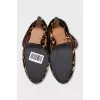 Heeled boots made of shaggy leather