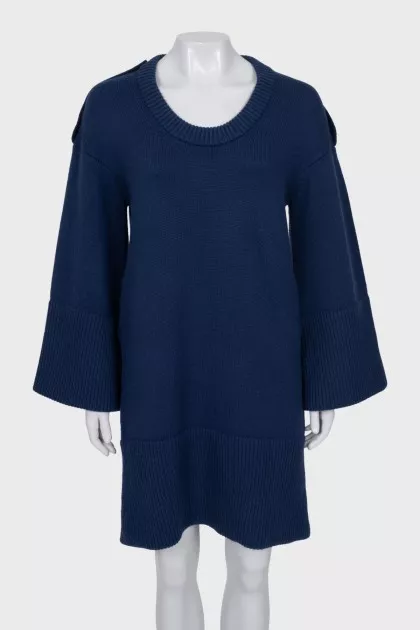 Blue wool and cashmere dress
