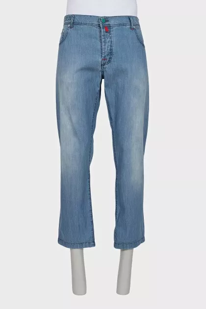 Men's straight jeans with buttons