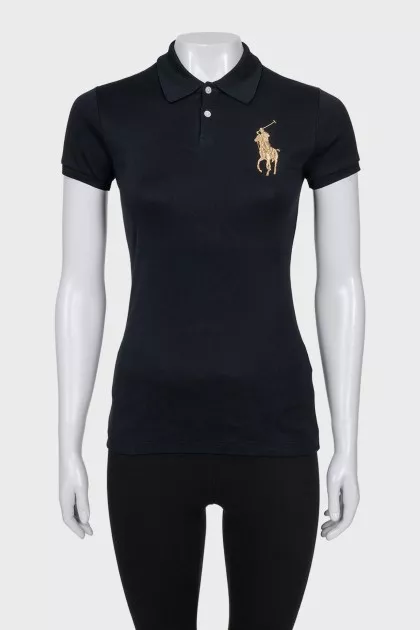 Polo shirt with gold embroidery