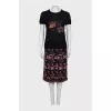 Geometric print skirt suit