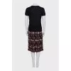Geometric print skirt suit