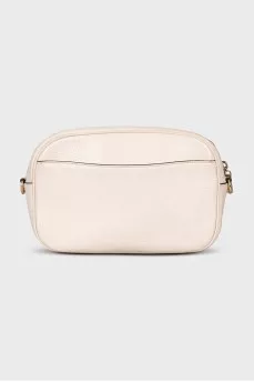 White leather bag with print