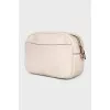 White leather bag with print