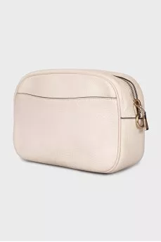 White leather bag with print