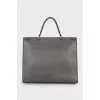 Gray leather satchel bag