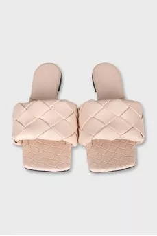 Pink weave flip flops