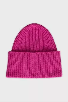 Pink hat with a brand logo