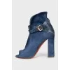 Blue suede open-toe shoes