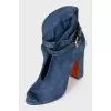 Blue suede open-toe shoes