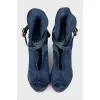 Blue suede open-toe shoes