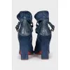Blue suede open-toe shoes