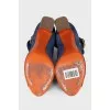 Blue suede open-toe shoes