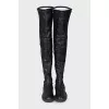 Over-the-knee boots made of textile and leather