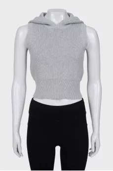 Fitted vest with hood