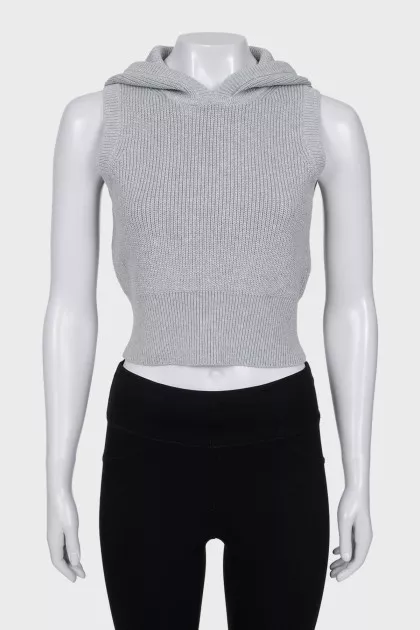 Fitted vest with hood