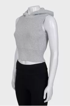 Fitted vest with hood