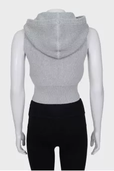 Fitted vest with hood