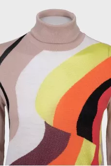 Beige turtleneck with print