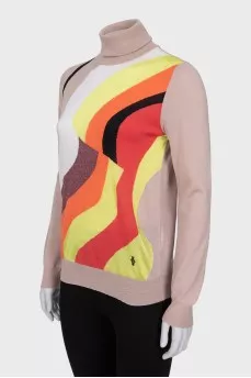 Beige turtleneck with print