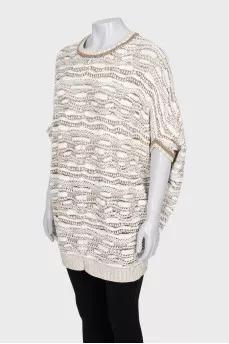 Oversized jumper with gold thread