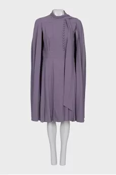 Button-down dress with cape