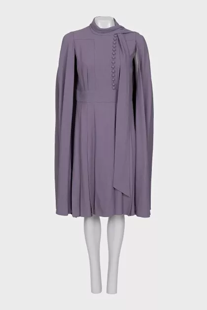 Button-down dress with cape