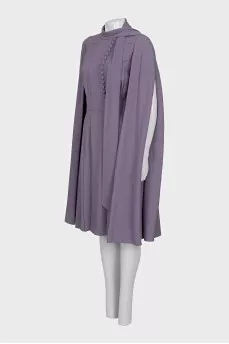 Button-down dress with cape