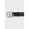 Men's leather belt with a signature buckle