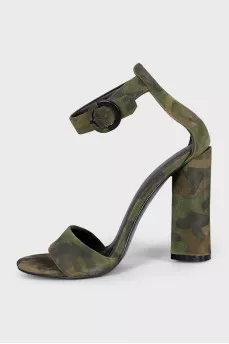 Suede military sandals