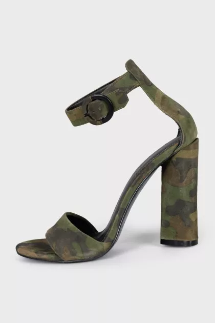 Suede military sandals