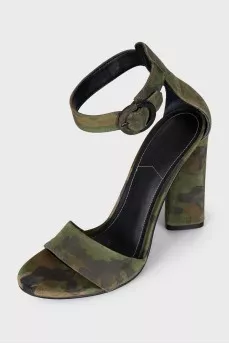 Suede military sandals