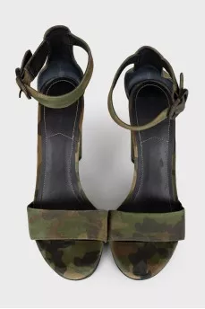 Suede military sandals