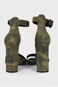 Suede military sandals