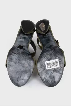 Suede military sandals