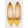 Patent leather yellow pumps